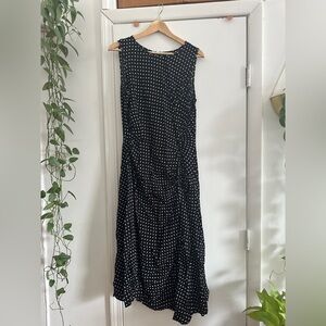 NWT SOLD OUT Madewell Asymmetrical Ruched Midi Dress in Dot Size 12